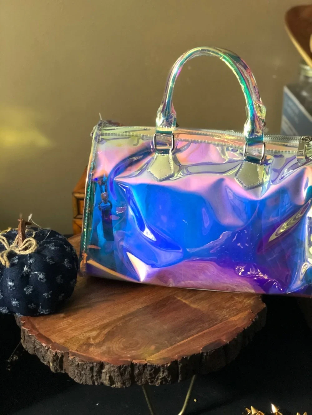 Iridescent Holographic Satchel - Multi-Color